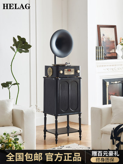 轻奢复古留声机客厅家用中古风黑胶唱片机仿古电唱机蓝牙音响摆件