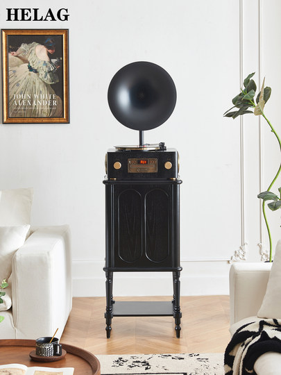 轻奢复古留声机客厅家用中古风黑胶唱片机仿古电唱机蓝牙音响摆件