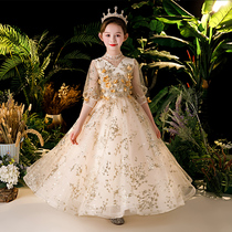 Children's dress Princess dress tarnishing yarn girl high-end piano performance evening dress host Qiu Fei