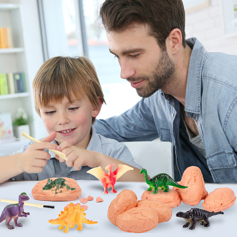 Dinosaur Fossil Archaeological Excavation Toy Boy Volcanic Dinosaur Egg Box Fighting Tyranoid Rock Sky Model Set