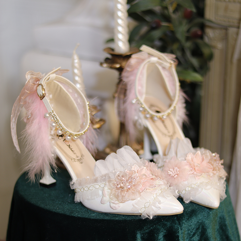Lolita Wedding Shoes One Night Story Lolita Shoes Original Pink Pointed Toe Versatile Mid-Heel High-Heel Stiletto Shoes