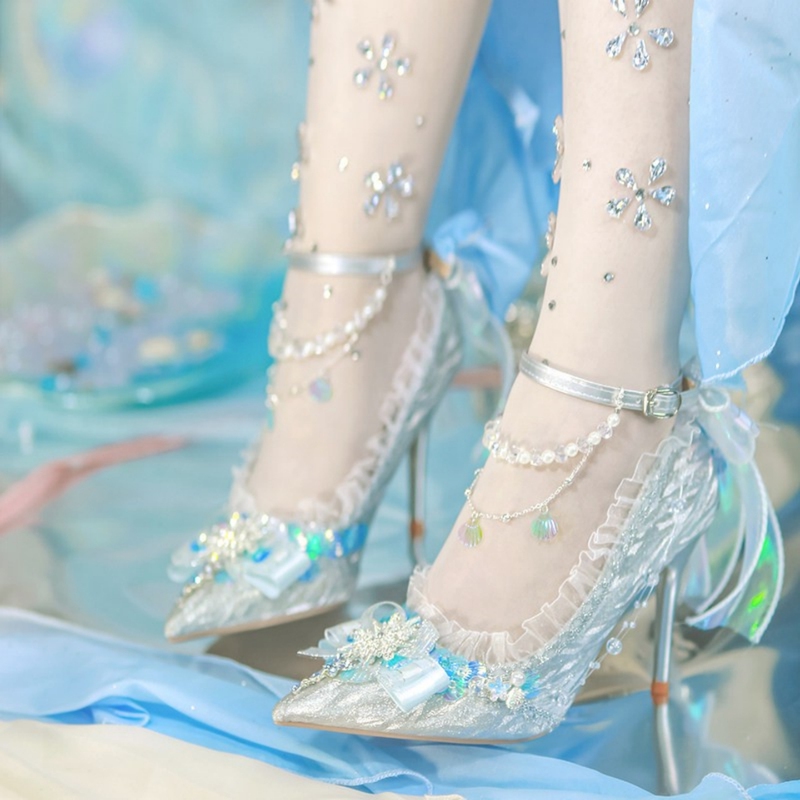 Mermaid Lolita High Heels One Night Story Lolita Shoes Pointed Toe High Heels Wedding Shoes