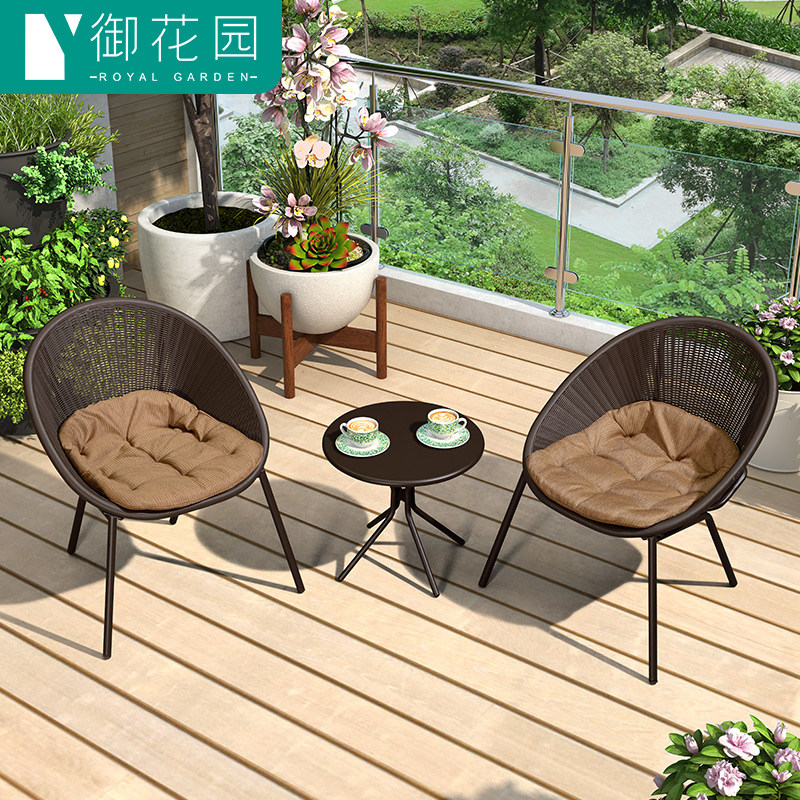 Balcony small table and chair three-piece set balcony rattan chair combination home leisure iron table and chair set modern minimalist