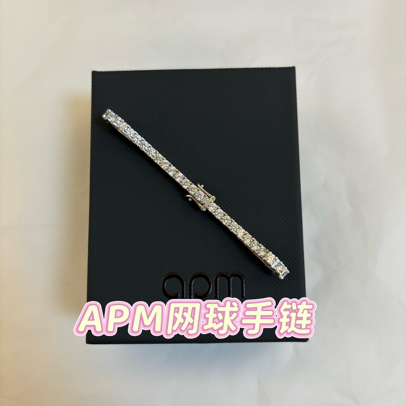 Korean Genuine Apm Monaco Tennis Bracelet Micro-Inlaid Silver White Bracelet