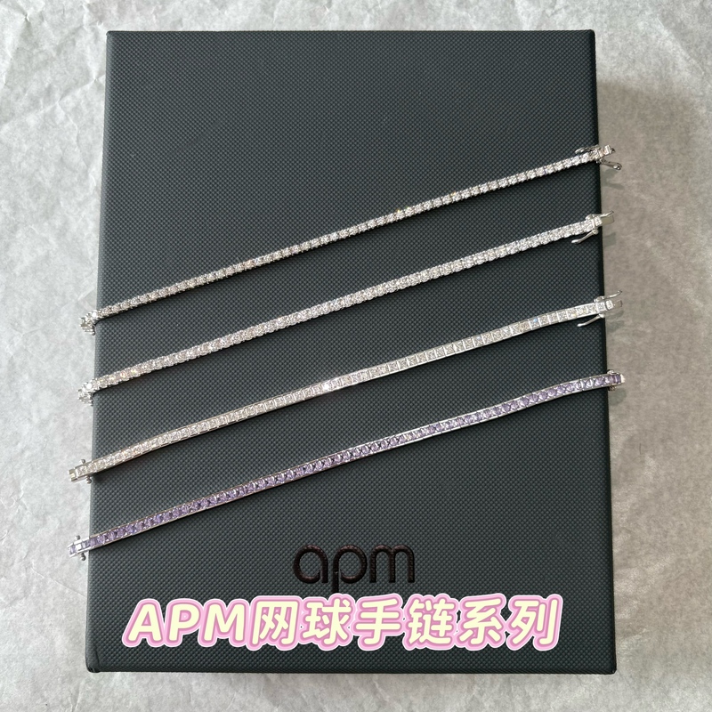 Korean Genuine Apm Monaco Tennis Bracelet Micro-Inlaid Silver White Bracelet Korean Genuine Apm Monaco Tennis Bracelet Micro-Inlaid Silver White Bracelet