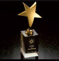 Metal Crystal five-pointed star trophy gold silver and copper Star Cup creative custom Honor Award souvenir