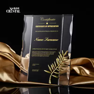 Palm award Crystal trophy custom authorization card Honor plaque Franchise card Agent dealer medal prize custom