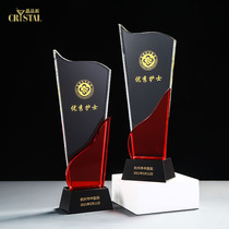 Creative Red Crystal Trophy Customized Excellent Individual Event Honor Pioneer Competition Anniversary Souvenir
