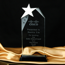 Crystal Five-pointed Star Trophy Medal Honor Authorization Brand Agent Dealer Customized Excellent Employee Annual Lettering