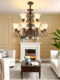 American-Style Chandelier for Living Room, Vintage Luxury Villa Dining Room, Simple European-Style Hall, European-Style Antique Iron Art Resin Bedroom Lighting Fixtures