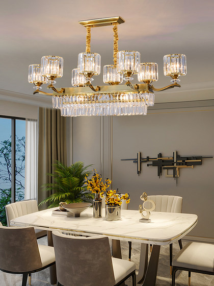 American-Style Villa Duplex Living Room with Open Lobby Chandelier, Light Luxury and Simple Bedroom, European-Style Dining Room Crystal Chandelier