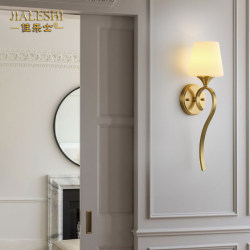 American-Style Living Room Tv Sofa Wall Lamp, Modern Minimalist All-Copper Bedroom Bedside Lamp, Vintage Hallway Corridor Wall Lamp