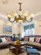 New American-style all-copper living room chandelier, simple and light luxury restaurant, bedroom lamp, retro art study room LED chandelier