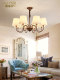 American-Style Chandelier Living Room Lamp Simple Dining Room Bedroom Fabric Lampshade Retro Country Red Antique Brushed Led Chandelier