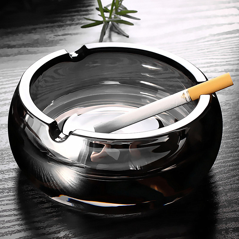 Creative Nordic Crystal glass ashtray Household size cigarette plate Personality living room office cigar cigarette cylinder