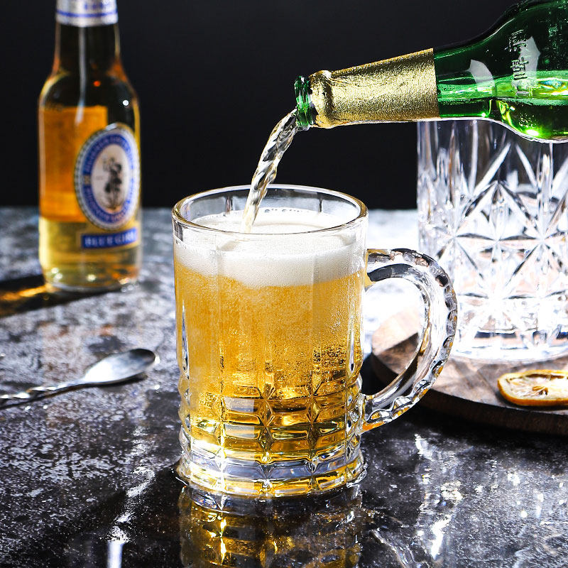 Creative home glass mug glass large beer cup heat resistant with cup teacup zale cup green tea home