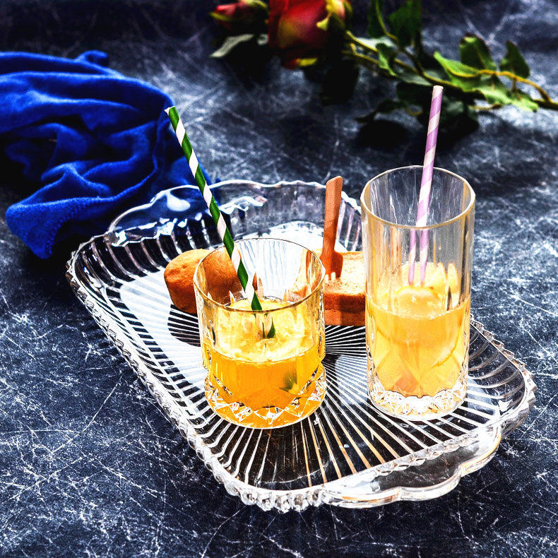 Eurostyle crystal glass rectangular debatable fruit pan creative lettering tea table water cup pan melon fruit tray dried fruit tray