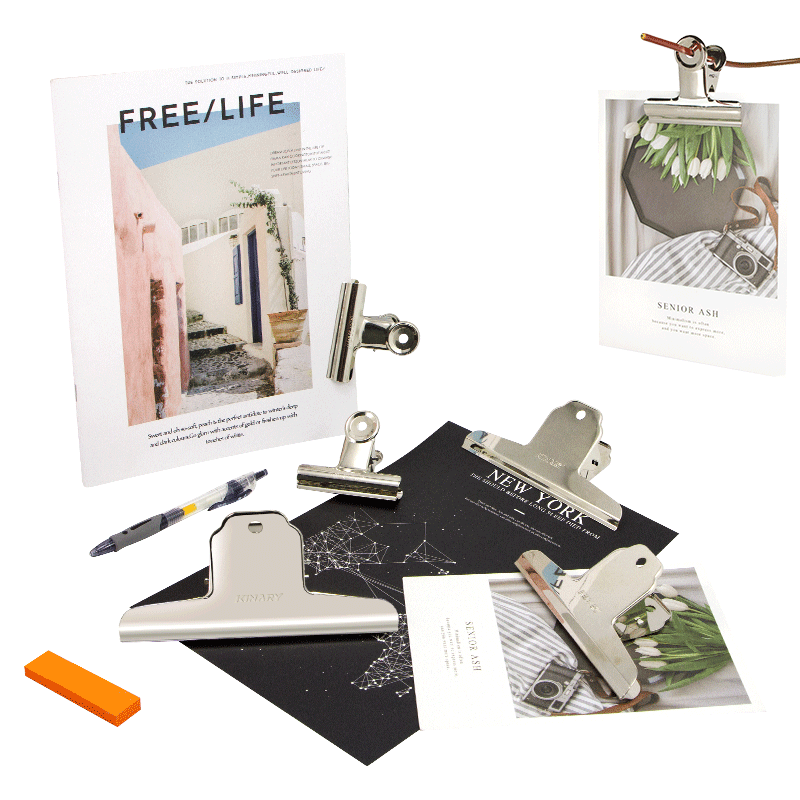 Kingsley 12-pack stainless steel clip Yamagata round clip Large sheet music clip Sheet music clip Fixed thickened old-fashioned long tail steel ticket clip Special mountain butterfly clip Art student drawing board clip