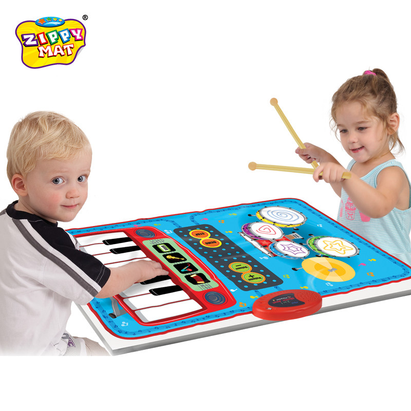 Xinling Baby Children's Drum Set Electronic Drum Two-in-One Early Education Educational Music Toy Birthday Gift for Boys and Girls