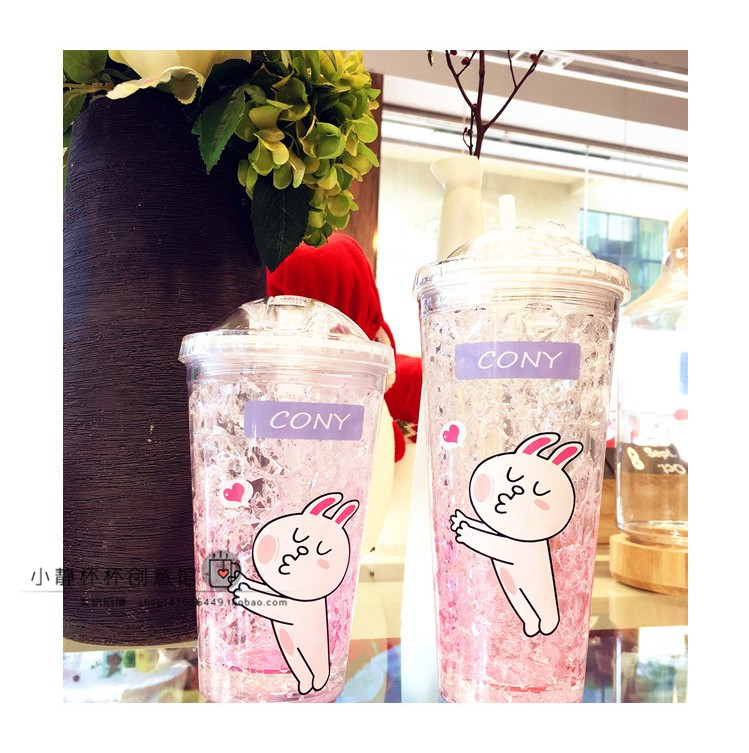 Mùa hè vỡ cốc đá sippy cốc nhỏ nước ngọt cốc cô gái dễ thương cốc nước đá đôi cốc nhựa cốc lạnh - Tách bình đựng nước thủy tinh lock&lock