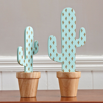 Cactus ins ornaments creative solid wood Nordic living room wine cabinet decorations furnishings childrens room home accessories