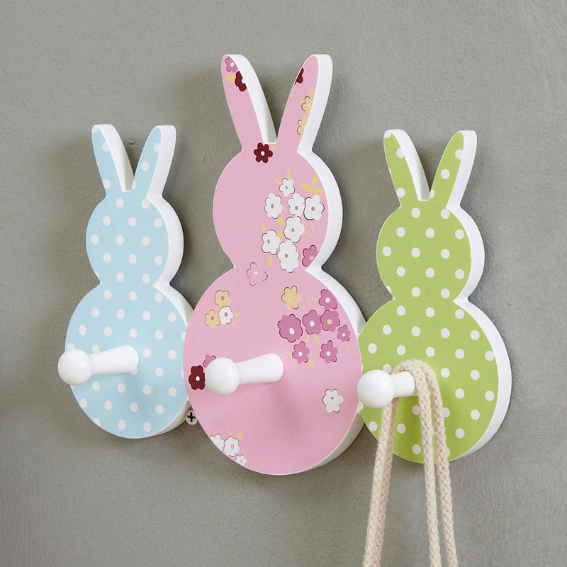 Mitou Baby Bunny Hook Children's set decorated cartoon creative rack bedroom door behind the punch-free hood hook