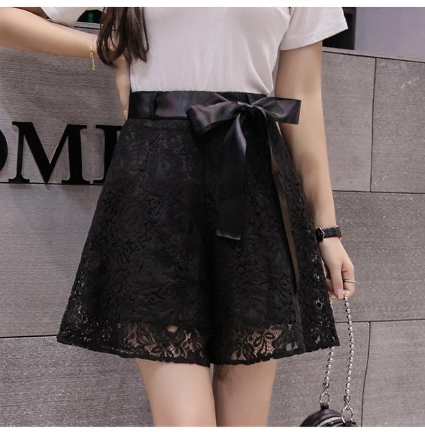 Mùa hè mới nữ Hàn Quốc phiên bản cạp cao là quần lửng ren quần lửng là quần lửng ống rộng quần nửa váy một chiếc quần dài - Váy chân váy ngắn xếp ly