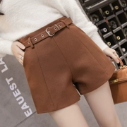 Quần short nữ mùa đông 2018 Thu Hàn Quốc phiên bản mới của quần cạp cao ống thẳng ngắn