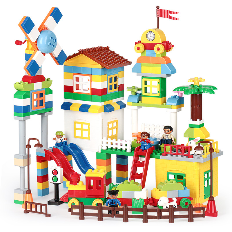 Compatible with Lego building blocks toys large particles puzzle assembled boys and girls 6 years old windmill amusement park 3-4