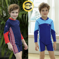 Children's swimsuit for boys and girls 2021 new conjoined sunscreen quick-drying long sleeve Korean baby summer