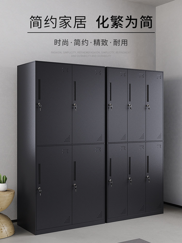 Black Locker Staff Locker White Sheet Iron Cabinet With Lock Storage Cabinet Gym Locker Room Dormitory Cupboard-Taobao