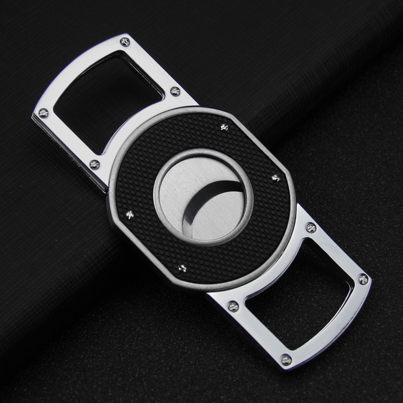 Cigar knife cigar shears portable stainless steel sharp blade large V double blade cigar drill, cigarette set portable gift