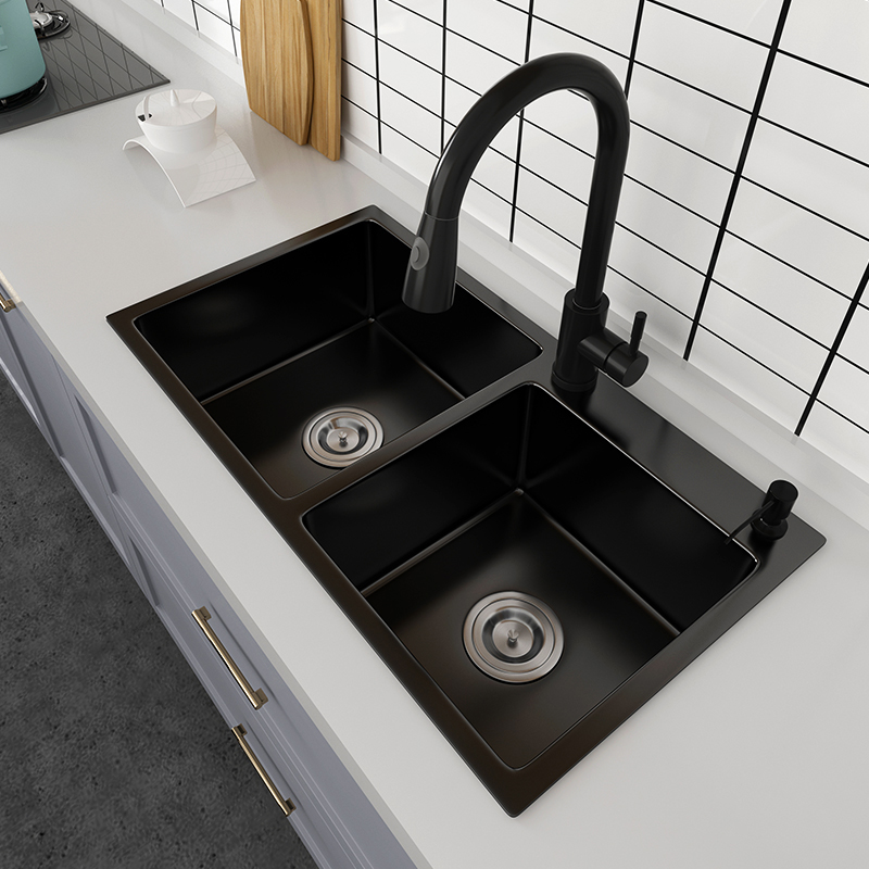 Nano Sink Double Sink 304 Stainless Steel Handmade Basin Kitchen Dishwashing Basin Domestic Pool