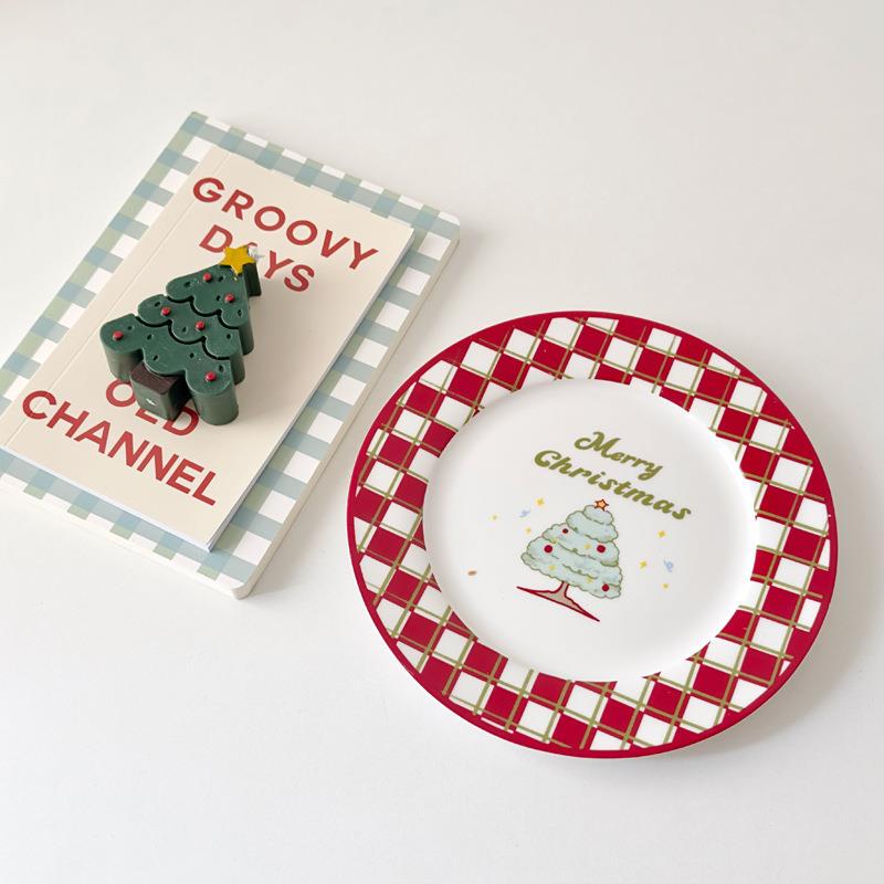 Christmas Limited Edition Tableware, Retro Porcelain, French-Style Ceramic Plates, High-End Korean Breakfast Items, Gingerbread Man Dessert Plates