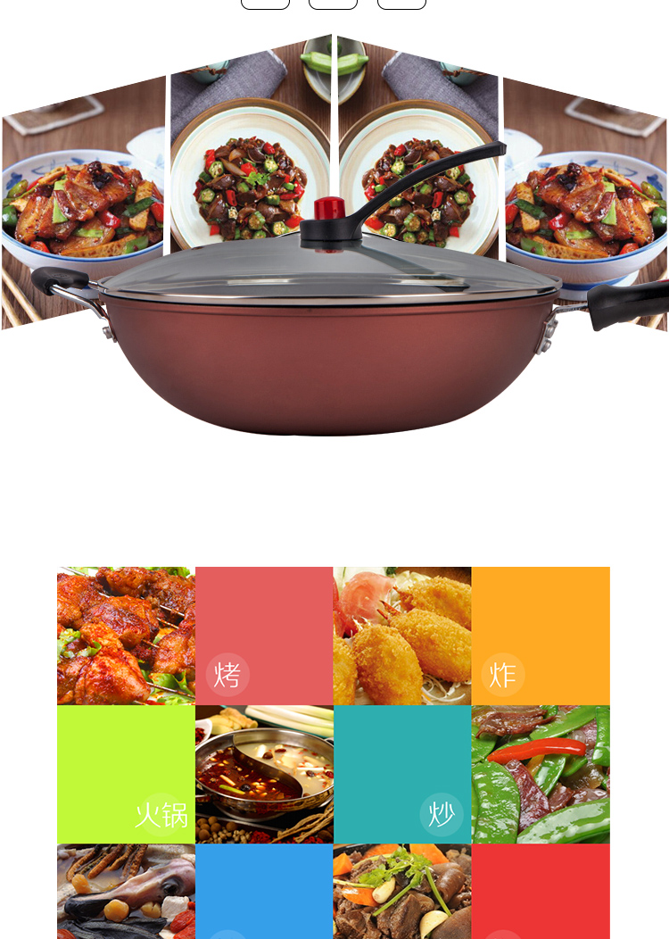 Nồi chống dính Yumeijia 32CM không có nồi khói dầu nồi gas gas không phù hợp với nồi nấu bếp cảm ứng kệ đựng gia vị