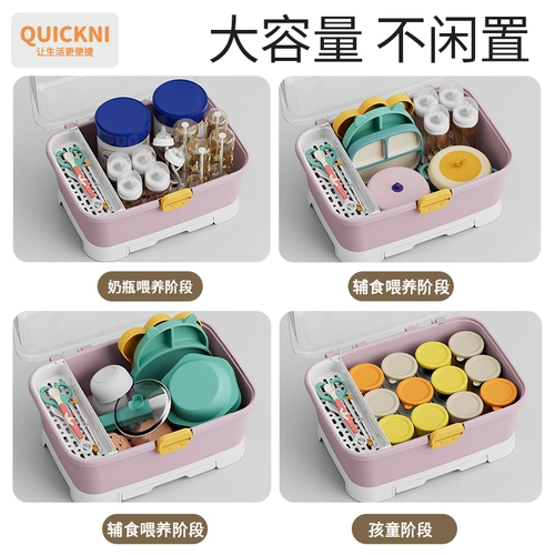 Детская посуда, коробка для хранения, бутылочка для кормления, вместительный и большой ящик для хранения, пылезащитная система хранения для прикорма, сушилка
