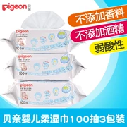 Pigenon Pigeon lau bé lau 100 bơm 3 gói nạp lại khăn lau ướt sơ sinh 300 viên