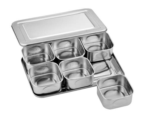 Stainless steel thickened box Residence hotel hotel home multi - flavor square no magnetic eight flavor seasoning box manufacturers direct sales