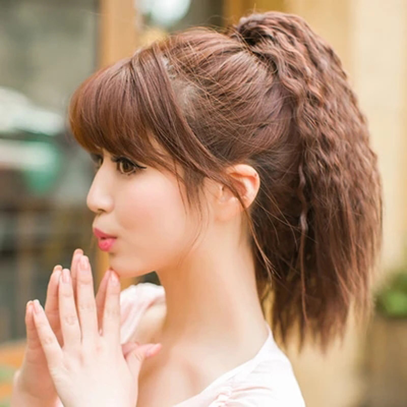 European and American Mawei wig female corn hot ponytail clip gripping hairstyle wig ponytail short fluffy small roll fake horse tail