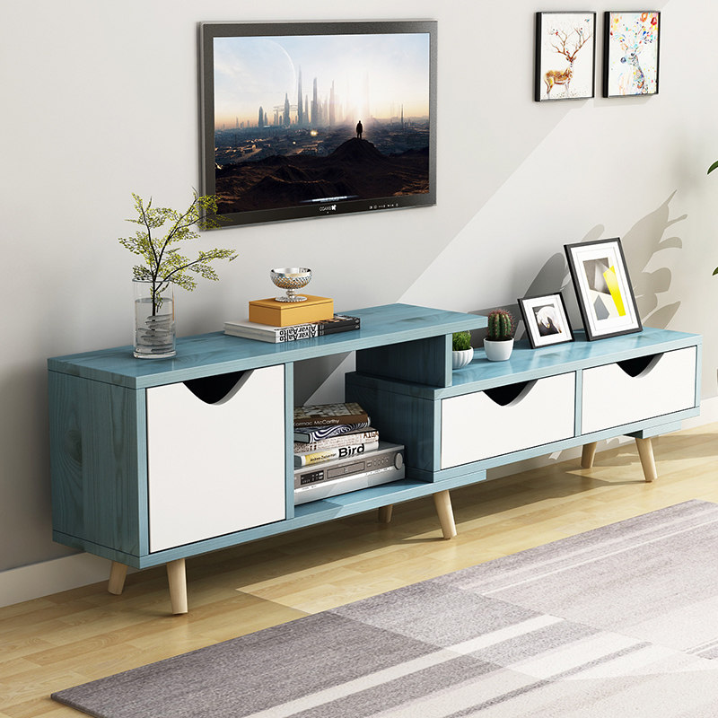 TV ark tea table combination desk modern contracted sitting room household Scandinavian simple small family TV machine cabinet solid wood leg