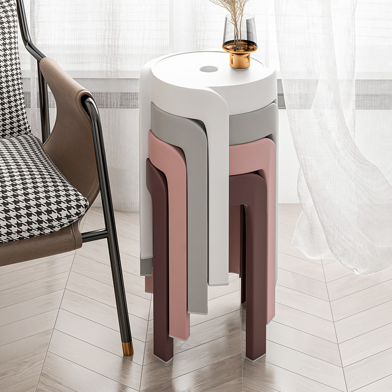 Home Stool Thickening Plastic Stackable Stack Stacked Table Bench Windmill Round Bench High Stool Nordic Minimalist Chair
