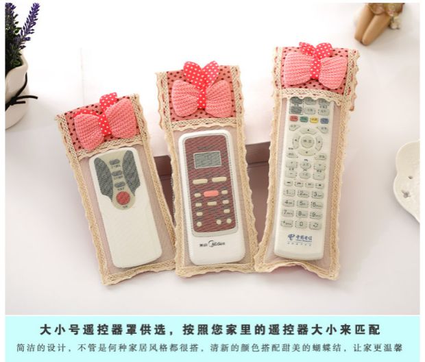 Cartoon vải liệm ren từ xa điều hòa không khí điều khiển từ xa TV bảo vệ từ xa tay mới tay áo bảo vệ - Bảo vệ bụi áo quạt điều hòa