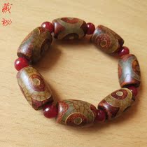 Tibet straight hair agate chalcedony three-eye rough pearl bracelet Mens and womens hand string fidelity natural Agate pearl