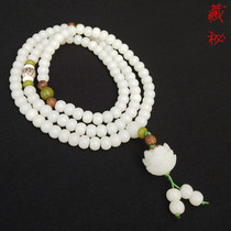 Tibetan straight hair natural Bodhi root rosary set of accessories White Bodhi root Buddha beads 108 Tibetan rosary hand string