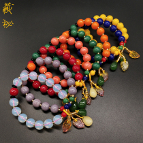 Tibetan national style characteristic handmade glass hand string Tibetan multi-color diy glass personality simple girl bracelet