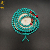 Tibet imitation turquoise 108 necklace pendant Tibetan national style high imitation iron wire pattern optimization turquoise necklace