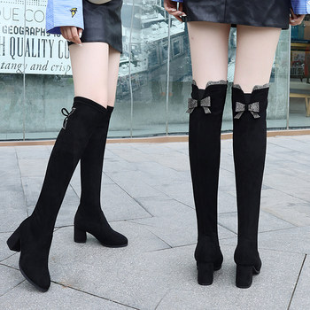 Internet celebrity rhinestone winter high heel slimming elastic boots