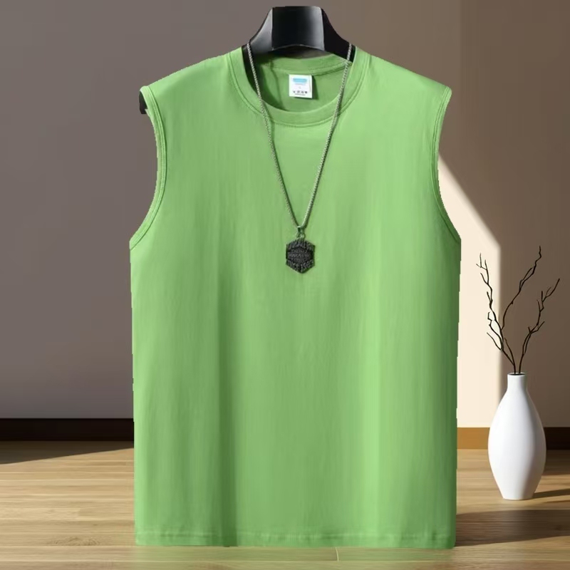 Summer 100% Cotton Youthful Trendy Breathable Solid Color Vest Men's Loose Sports Casual Sleeveless T-Shirt Basketball Tank Top Summer 100% Cotton Youthful Trendy Breathable Solid Color Vest Men's Loose Sports Casual Sleeveless T-Shirt Basketball Tank Top