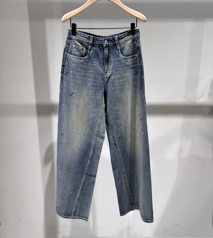Authentic Jeans 2026 Autumn New Wash-Faded Indigo Cotton Distressed Mid-Waist Wide-Leg Pants Mbf3Jen035 Authentic Jeans 2026 Autumn New Wash-Faded Indigo Cotton Distressed Mid-Waist Wide-Leg Pants Mbf3Jen035