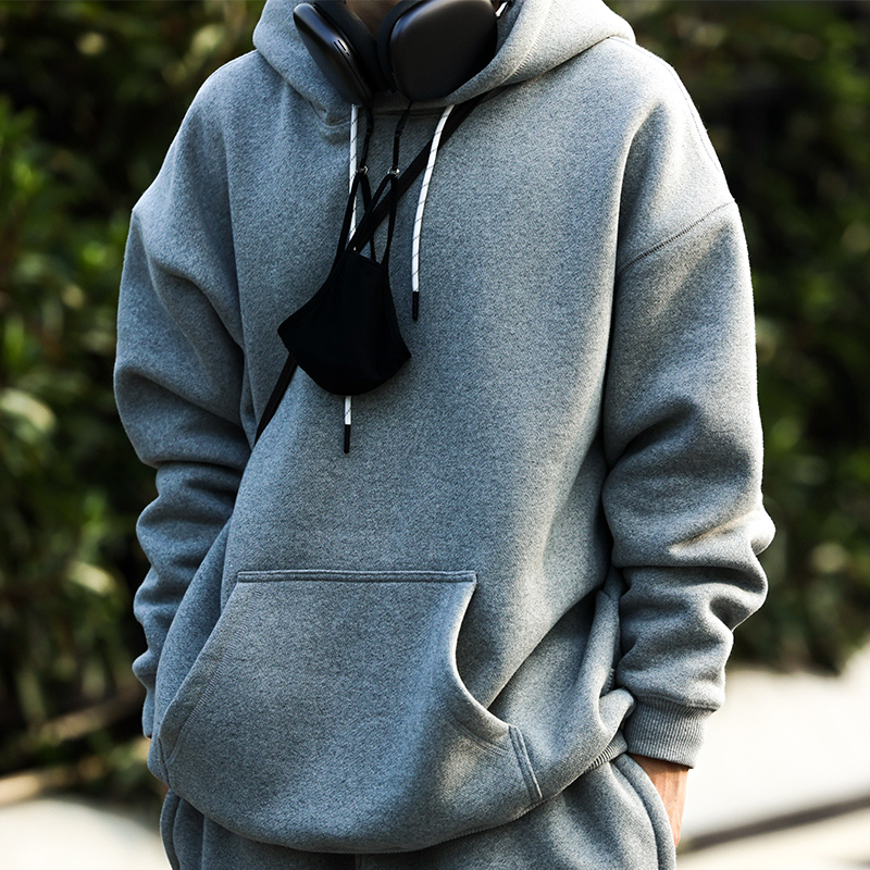 Tidal WOO exclusive PINSKTBS 21AW spring autumn new leisure plus suede sweatshirt with loose cap blouses-Taobao